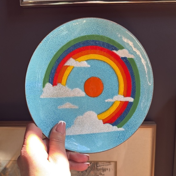 vintage mid-century modern enameled copper plate  Annemarie Davidson 1960s. - Picture 5 of 6